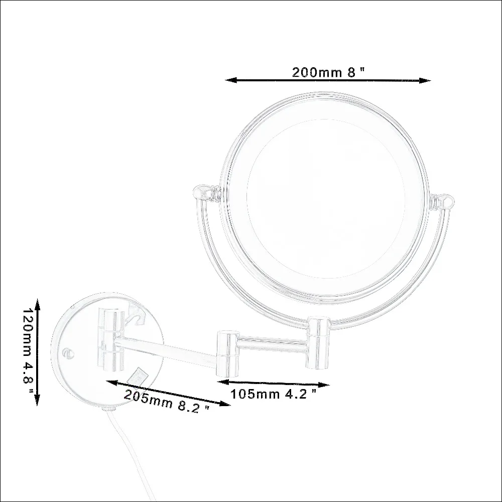 Description Picture 3 of itemKEMAIDI Led Makeup Mirror With Led Light Vanity Cosmetic Magnifying Wall Mirror Bathroom 3x Magnification Shaving Makeup Mirrors