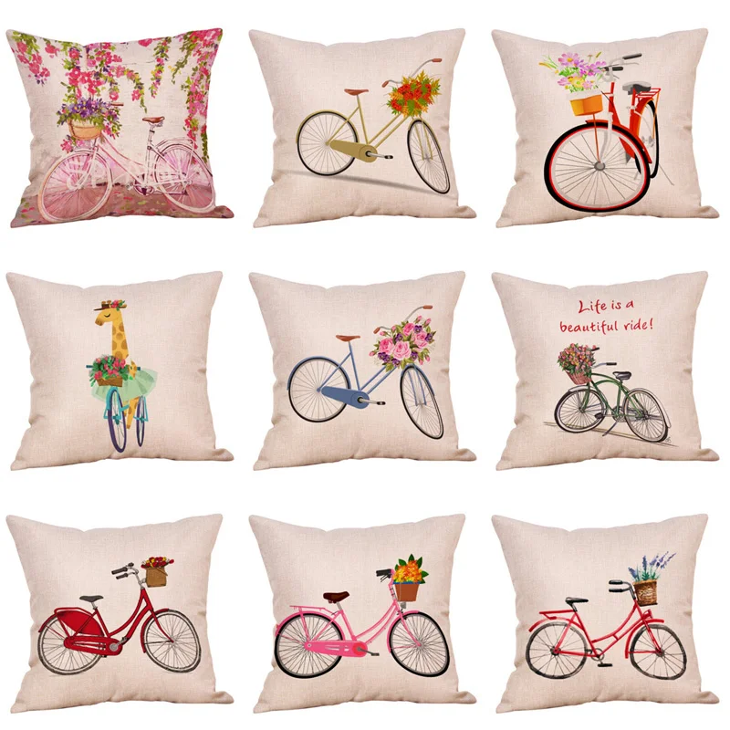 Pillowcases Cartoon Bicycle Cushion Cover Cotton Linen Life Is A Beautiful Ride Home Deocrative Pillows Cover for Sofa Cojines
Pillowcases Cartoon Bicycle Cushion Cover Cotton Linen Life Is A Beautiful Ride Home Deocrative Pillows Cover for Sofa Cojines