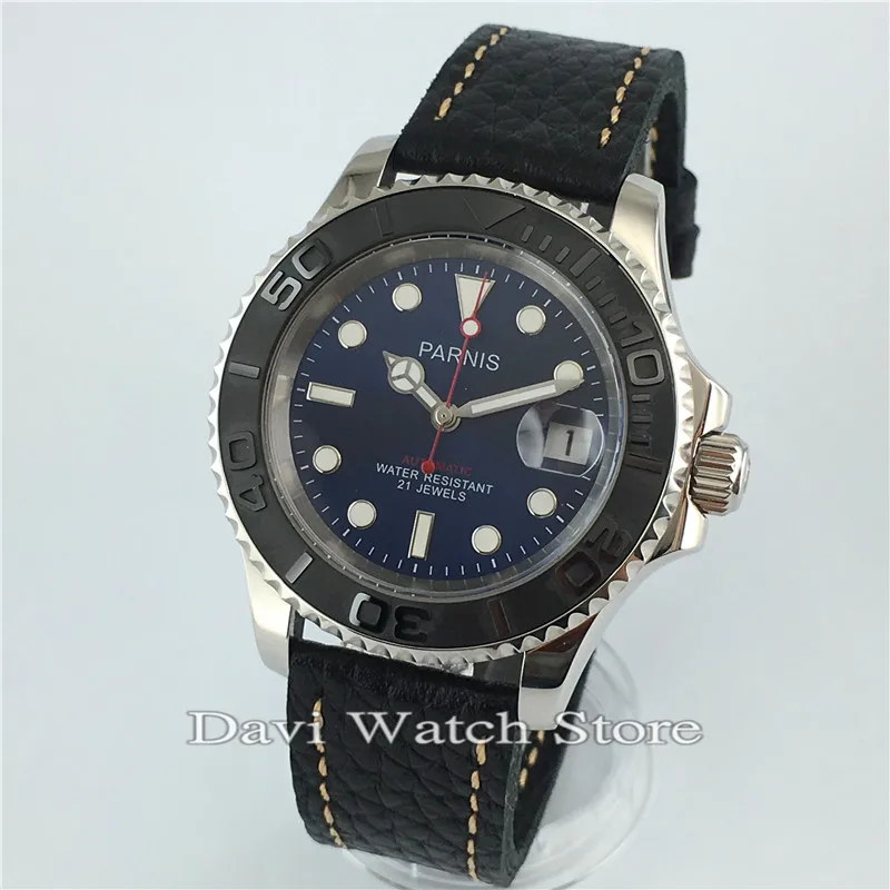 Parnis 41mm Blue Dial Luminous Automatic Men's Luxury Wrist Watch