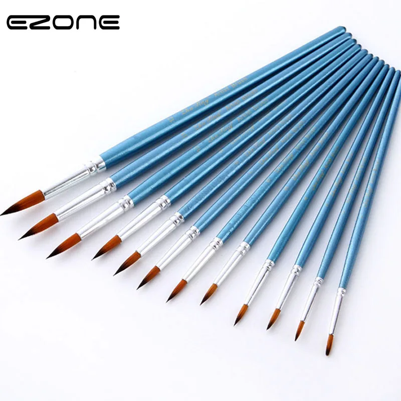 EZONE 12 PCS Blue Paint Brushes Wooden Handel Nylon Hair Brush Different Size For Watercolor Oil Gouache Acrylic Painting Supply
EZONE 12 PCS Blue Paint Brushes Wooden Handel Nylon Hair Brush Different Size For Watercolor Oil Gouache Acrylic Painting Supply