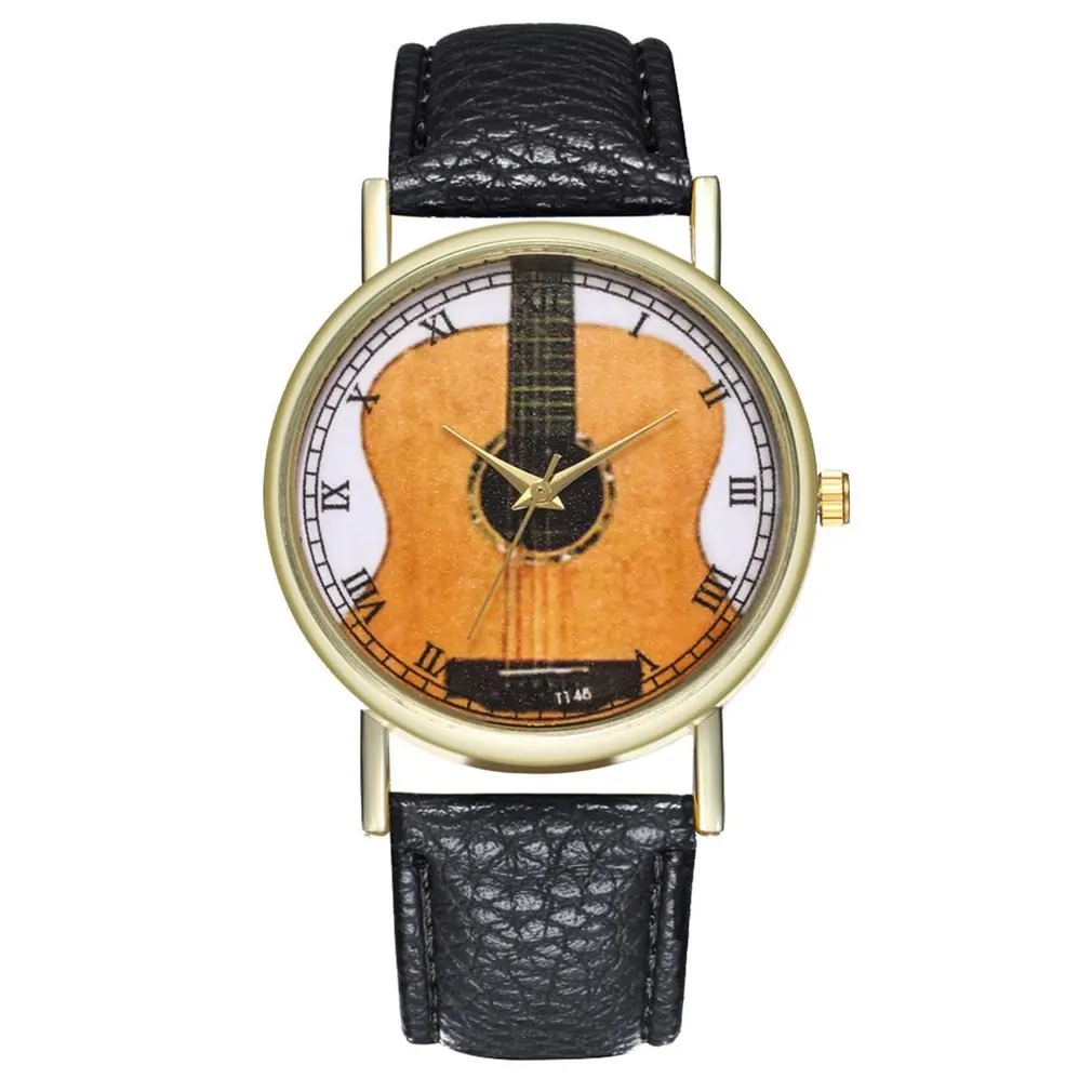 Unique Watch Leather Strap Guitar Pattern Wristwatch Analog Quartz Dial Luxury For Trendy fashion | Наручные часы
