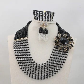 Splendid Black/Silver African Costume Jewelry Sets for Women 8 Layers Crystal Necklace Bracelet Earrings Set Free Shipping QW458 
Splendid Black/Silver African Costume Jewelry Sets for Women 8 Layers Crystal Necklace Bracelet Earrings Set Free Shipping QW458