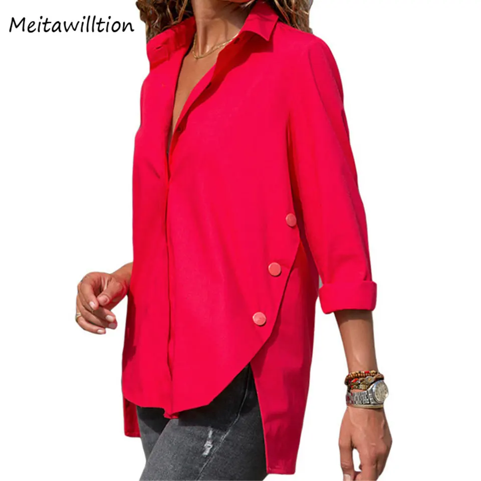2019 Spring V Neck Women Shirts Ladies Casual Long Sleeve Irregular Blouses Shirt Summer Button Femlae White Office Blouse
2019 Spring V Neck Women Shirts Ladies Casual Long Sleeve Irregular Blouses Shirt Summer Button Femlae White Office Blouse