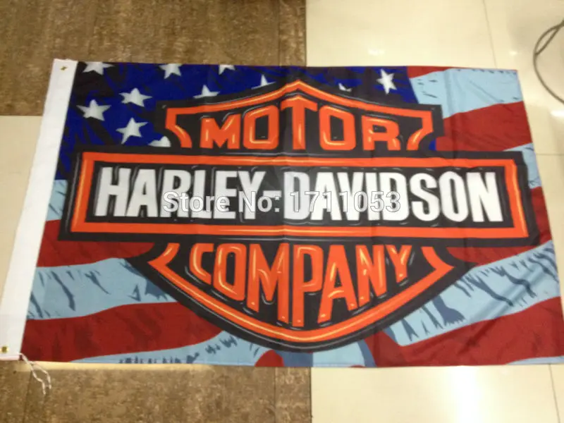 Image Free shipping 3ft x 5ft Hanging Flag Polyester American Motorcycle Flag Banner Outdoor Indoor 150x90cm Big Flag for Celebration