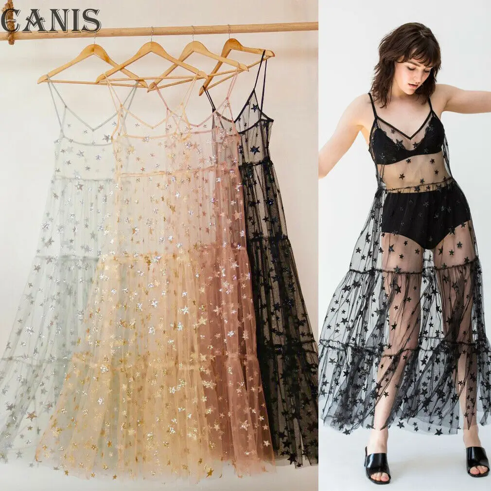 2019 New Spaghetti Straps Stars Sequins Tulle Long Women Dresses Fashion Bling Bling See Through Dress
2019 New Spaghetti Straps Stars Sequins Tulle Long Women Dresses Fashion Bling Bling See Through Dress