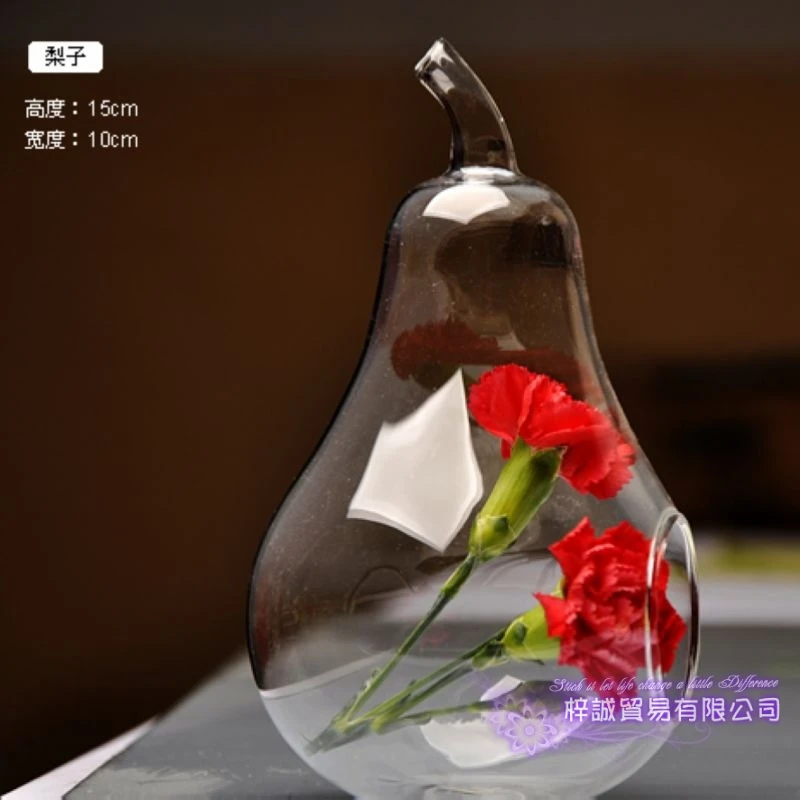 Pear Glass Vase Christmas Terrarium Glass Flower Vase Pear Sphere 15*10cm Hanging Vases Home Wedding Decoration Transparent