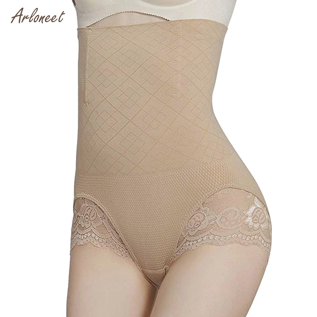 

ARLONEET high quality Cotton High-waist Shapewear Tummy Control Body Slimming Panties Sexy Lace Underwear pantalon corto mujer