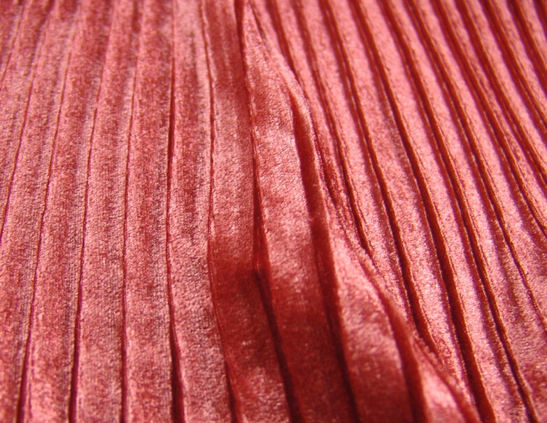 

2 meters 150cm 59.05" width brick red soft crumple accordion pleated pleuche velour fabric for long skirt dress MM72