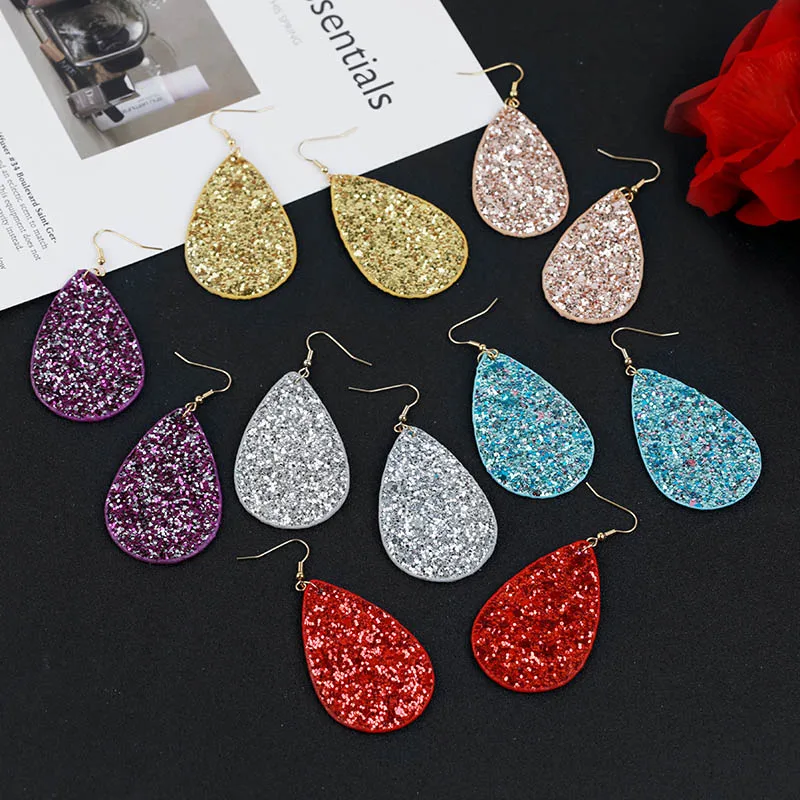 Fashion Teardrop PU Faux Leather Earrings For Women Statement Jewelry Bohemian Water Drop Shape Shining Big Dangle Earrings Gift
Fashion Teardrop PU Faux Leather Earrings For Women Statement Jewelry Bohemian Water Drop Shape Shining Big Dangle Earrings Gift