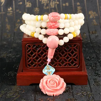 8MM Natural White Bodhi Root Beads 108 Mala Beaded Bracelet with Pink Rose Pendant for Fashion Women's Fine Accessories Dropship
8MM Natural White Bodhi Root Beads 108 Mala Beaded Bracelet with Pink Rose Pendant for Fashion Women's Fine Accessories Dropship