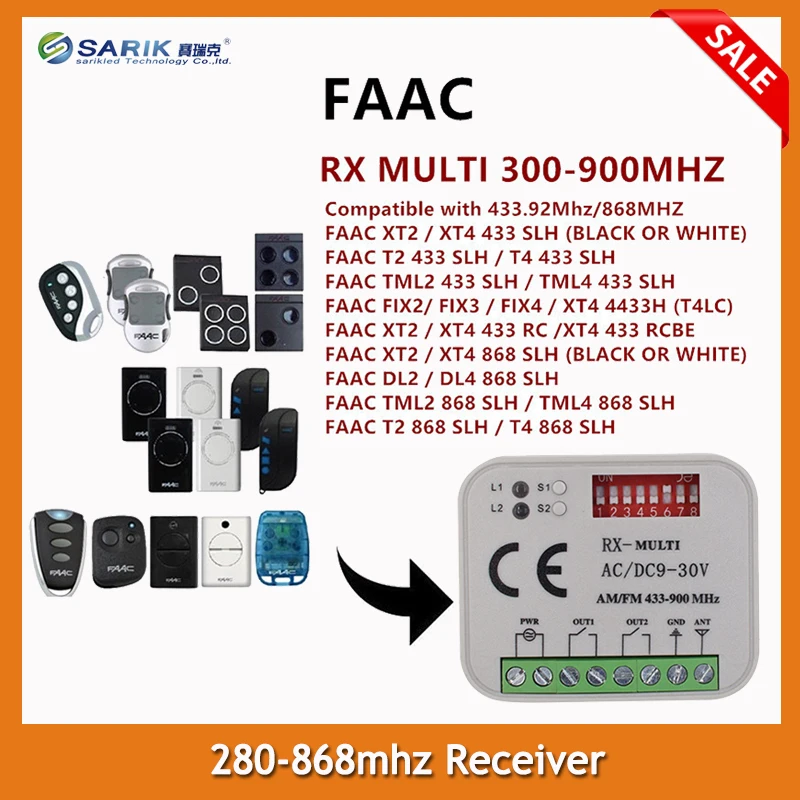 FAAC XT2 XT4 868SLH Self Rolling Code Remote Control 433 MHz + 868 MHz Receiver Free shipping
FAAC XT2 XT4 868SLH Self Rolling Code Remote Control 433 MHz + 868 MHz Receiver Free shipping