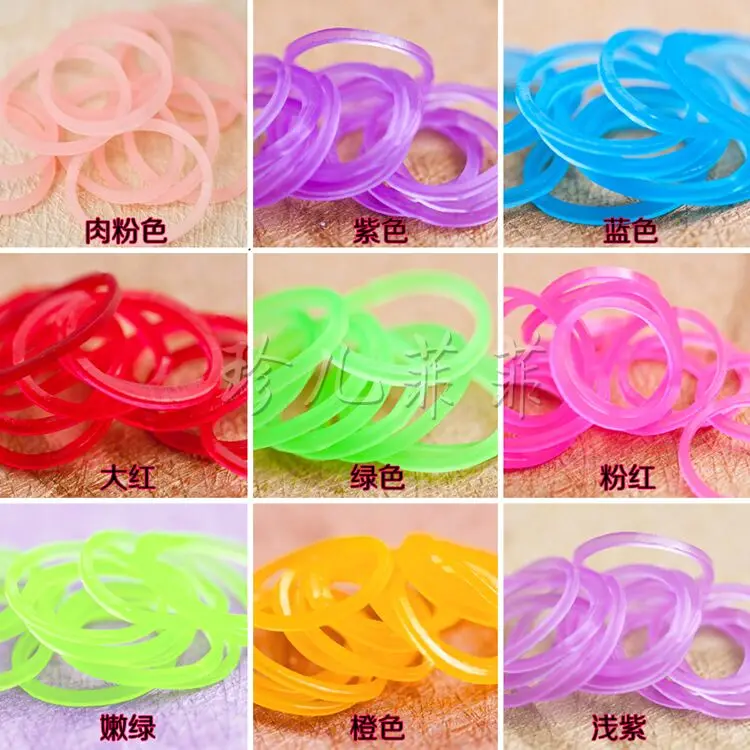 Rainbow weave clear texture colorful jelly rubber band bracelet children DIY toy