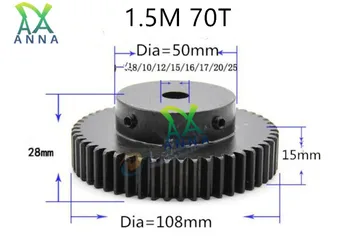 1.5M 70T gear thickness 15mm 1.5mod gear rack 70teeth quenching Spur Gear pinion bore 10mm-25mm spur gear 45 steel cnc pinion
1.5M 70T gear thickness 15mm 1.5mod gear rack 70teeth quenching Spur Gear pinion bore 10mm-25mm spur gear 45 steel cnc pinion