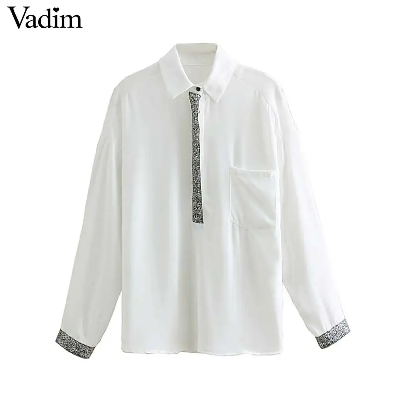 Vadim women leopard print white blouse oversized pocket long sleeve turn down collar female casual shirt loose tops blusas LA972
Vadim women leopard print white blouse oversized pocket long sleeve turn down collar female casual shirt loose tops blusas LA972