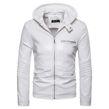 Autumn Mens Casual PU Motorcycle Hooded Leather Jackets High Quality Streetwear White Jacket
Autumn Mens Casual PU Motorcycle Hooded Leather Jackets High Quality Streetwear White Jacket