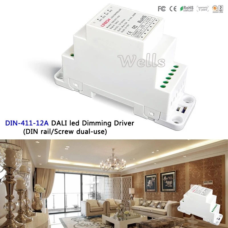 DALI to PWM CV Dimming Driver(DIN rail/Screw dual-use);DC12-24V input;12A*1CH output DIN-411-12A for led light
DALI to PWM CV Dimming Driver(DIN rail/Screw dual-use);DC12-24V input;12A*1CH output DIN-411-12A for led light