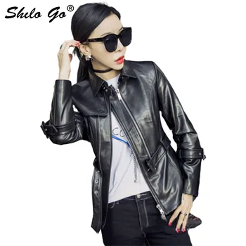 SHILO GO Leather Jacket Womens Spring Fashion sheepskin genuine leather coat lapel collar ruffles shoulder slim belt locomotive
SHILO GO Leather Jacket Womens Spring Fashion sheepskin genuine leather coat lapel collar ruffles shoulder slim belt locomotive