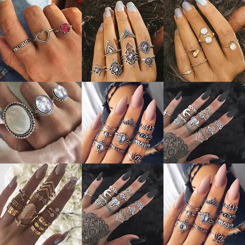 Yobest Fashion vintage ring boho variety ladies ring multi-element combination ring set national wind girl gift
Yobest Fashion vintage ring boho variety ladies ring multi-element combination ring set national wind girl gift
