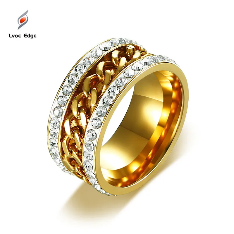 2019 New Fashion Gold Color Spinner Rings for Men Women Stylish Crystal Chain Stainless Steel Jewelry Wedding Bands Ring
2019 New Fashion Gold Color Spinner Rings for Men Women Stylish Crystal Chain Stainless Steel Jewelry Wedding Bands Ring