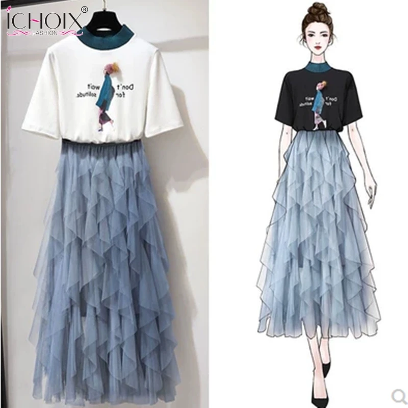 ICHOIX 2019 Summer 2 Pieces Sets Women Elegant a Line Mesh Long Skirt Two Pieces Sets Casual Two Piece Outfits 2xl Plus Size
ICHOIX 2019 Summer 2 Pieces Sets Women Elegant a Line Mesh Long Skirt Two Pieces Sets Casual Two Piece Outfits 2xl Plus Size