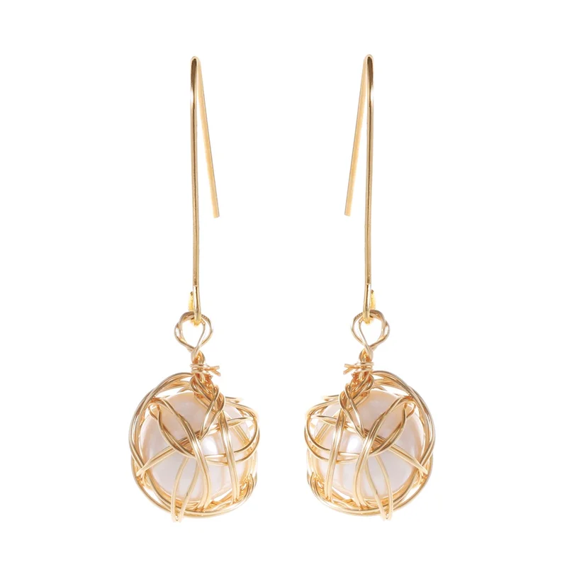 Gold Color Wire Wrapped Natural Freshwater Pearl Women Earrings Prevent Allergy Irregular Dangle Earrings Handmade Jewelry
Gold Color Wire Wrapped Natural Freshwater Pearl Women Earrings Prevent Allergy Irregular Dangle Earrings Handmade Jewelry