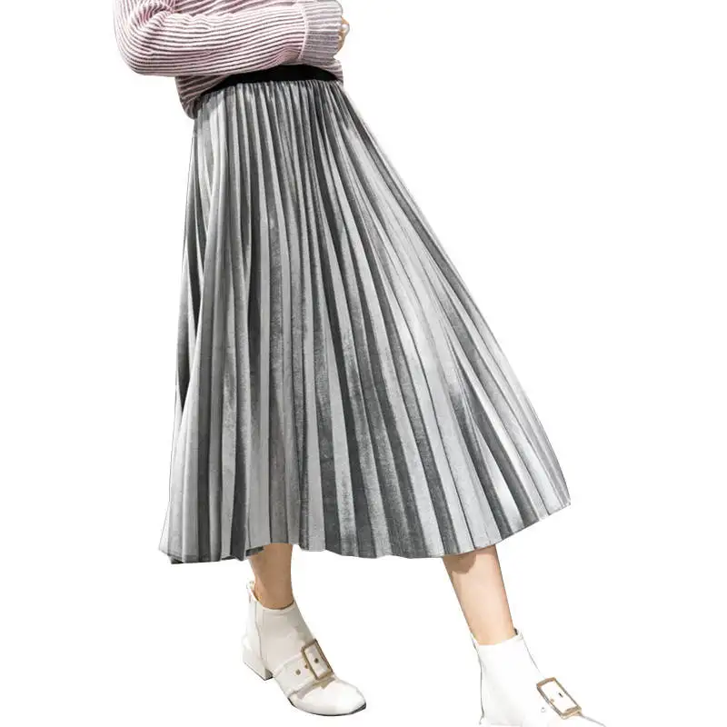 Gold Velvet Pleated Skirt Women Jupe Femme Fashion Autumn Winter Maxi Long Skirt Faldas Elegant Womens High Waist Skirt C4991
Gold Velvet Pleated Skirt Women Jupe Femme Fashion Autumn Winter Maxi Long Skirt Faldas Elegant Womens High Waist Skirt C4991