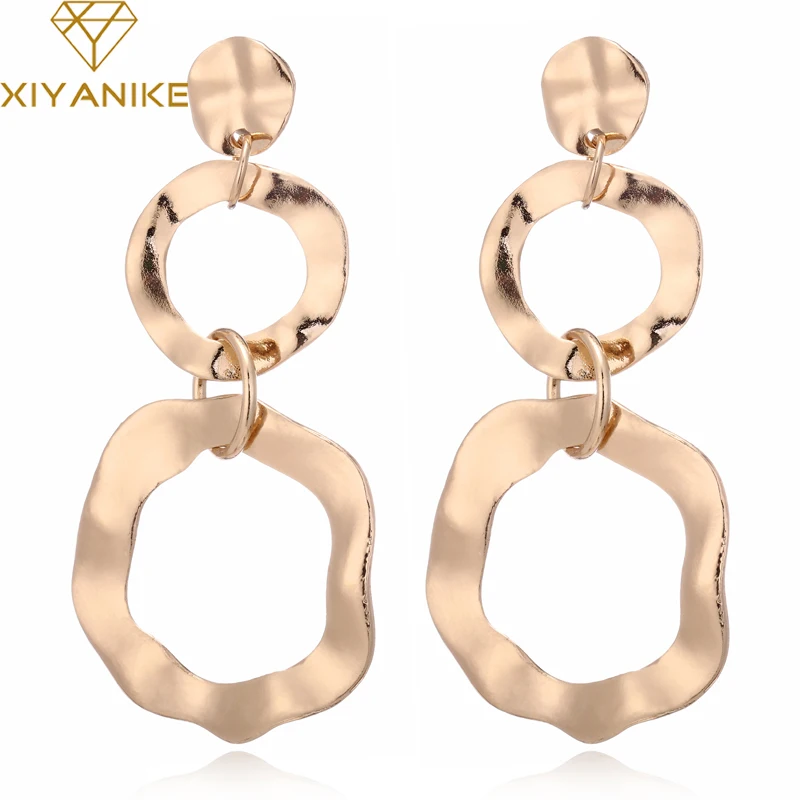 XIYANIKE Simple Street Style Double Irregular Round Big Circle Metal Earring Gold Silver Statement Drop Earrings For Women E1709
XIYANIKE Simple Street Style Double Irregular Round Big Circle Metal Earring Gold Silver Statement Drop Earrings For Women E1709