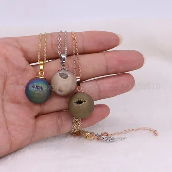 10 strand Natural stone ball geode pendant necklace mix color costume jewelry stone necklace gems gift for women 2802
10 strand Natural stone ball geode pendant necklace mix color costume jewelry stone necklace gems gift for women 2802