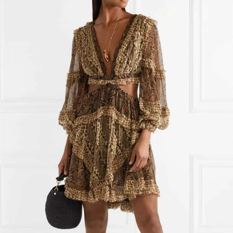 High End Women Sexy Dress Mini Retro Printed Hollow Out Beach Dresses 2019 Ladies Luxury Ruffles Vestido Deep V-neck Clothing
High End Women Sexy Dress Mini Retro Printed Hollow Out Beach Dresses 2019 Ladies Luxury Ruffles Vestido Deep V-neck Clothing