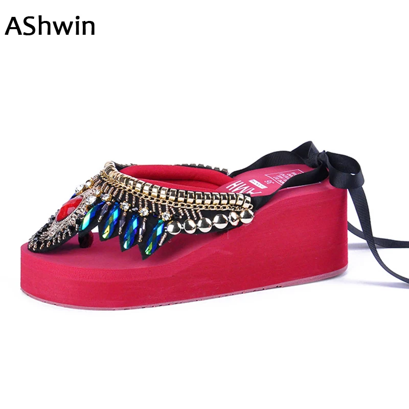 AShwin bohemia sandals women glitter crystal ethnic flip flops wedge platform rivet thong slippers diamond shiny beach shoes
AShwin bohemia sandals women glitter crystal ethnic flip flops wedge platform rivet thong slippers diamond shiny beach shoes