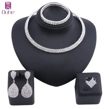 Luxury Wedding Bridal Silver Color Crystal Jewelry Sets For Brides Women Necklace Elastic Rope Bangle Ring Earring Jewelry Set
Luxury Wedding Bridal Silver Color Crystal Jewelry Sets For Brides Women Necklace Elastic Rope Bangle Ring Earring Jewelry Set