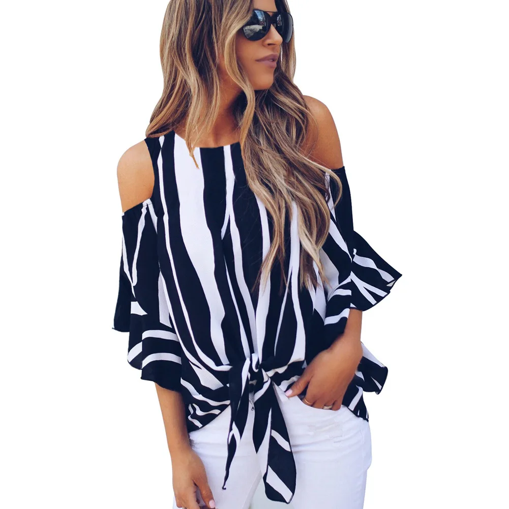 Cold Shoulder Vertical Stripes Blouse Comfortable Fabric Crafted This Top Is Sexy Cool to Wear
Cold Shoulder Vertical Stripes Blouse Comfortable Fabric Crafted This Top Is Sexy Cool to Wear