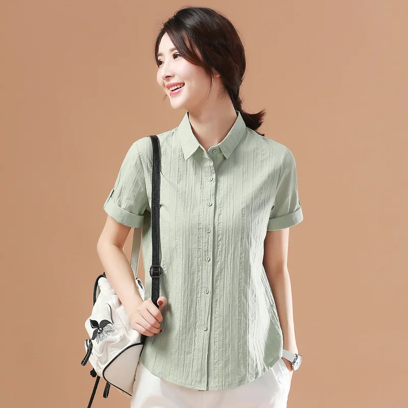 High Quality 100% Cotton Womens Casual Shirts Blouse Solid Short Sleeve Shirts Female Casual Tops Ladies Fashion Wear SW-048
High Quality 100% Cotton Womens Casual Shirts Blouse Solid Short Sleeve Shirts Female Casual Tops Ladies Fashion Wear SW-048