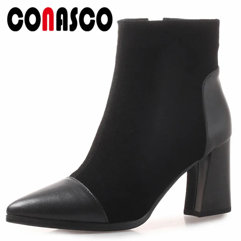 CONASCO Elegant Women Genuine Leather Office Pumps High Heels Patchwork Zipper Short Martin Shoes Woman Ladies Ankle Boots
CONASCO Elegant Women Genuine Leather Office Pumps High Heels Patchwork Zipper Short Martin Shoes Woman Ladies Ankle Boots