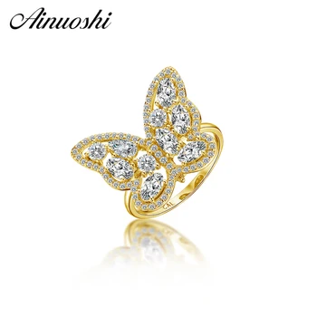AINUOSHI 14K Solid Gold Big Butterfly Halo Rings Sona Diamond Cluster Band Women Wedding Anniversary Engagement Animal Rings
AINUOSHI 14K Solid Gold Big Butterfly Halo Rings Sona Diamond Cluster Band Women Wedding Anniversary Engagement Animal Rings