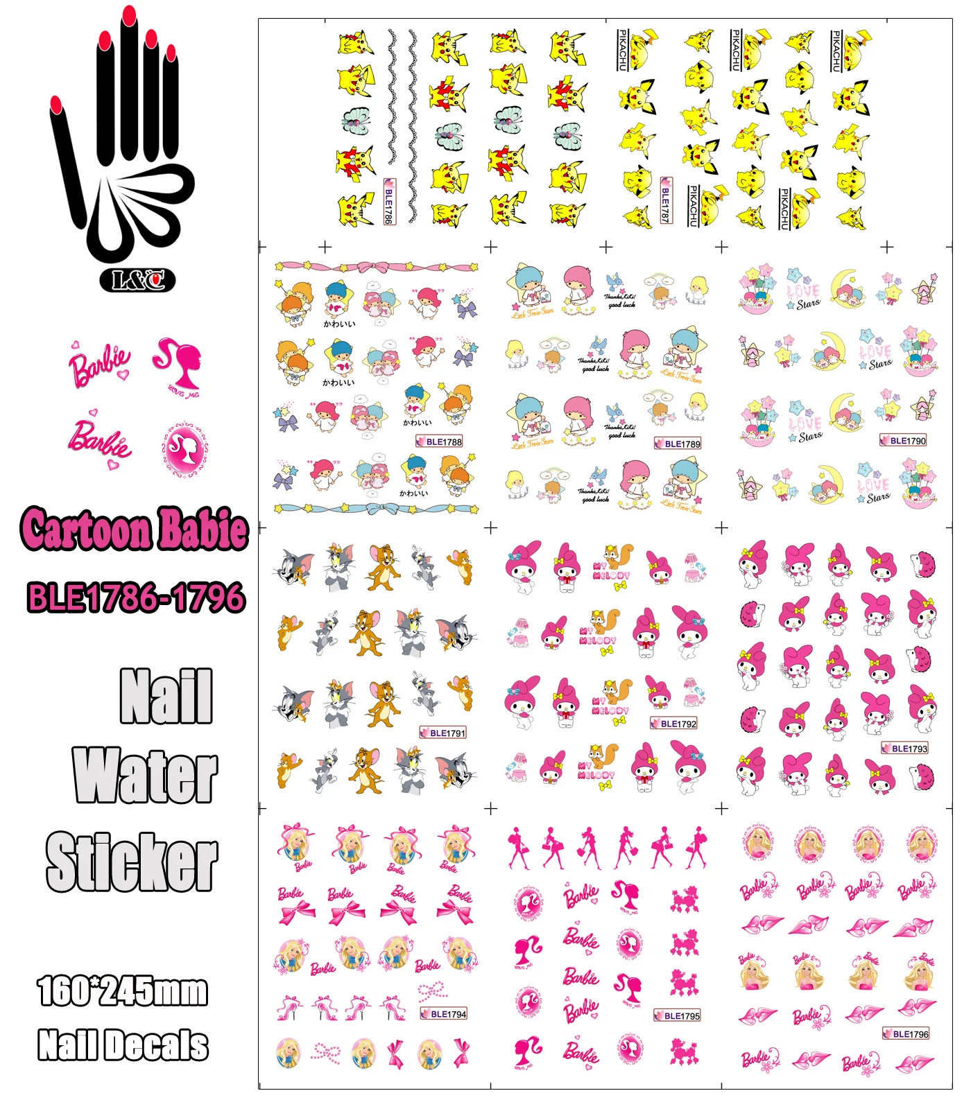 11 Sheets/Lot Nail Art Decal BLE1786-1796 Cartoon Babi Girl Mouse Nail Art Water Sticker Nail Art Decoration(11 DESIGNS IN 1)
11 Sheets/Lot Nail Art Decal BLE1786-1796 Cartoon Babi Girl Mouse Nail Art Water Sticker Nail Art Decoration(11 DESIGNS IN 1)