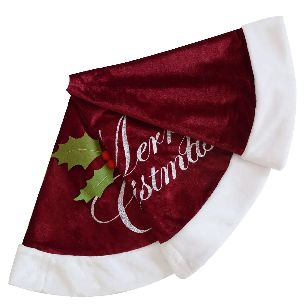 Sorrento 50" "Merry Christmas" Letters Embroidery red velvet Christmas Tree Skirt Holly Leaves decoration With white velvet dec.
Sorrento 50" "Merry Christmas" Letters Embroidery red velvet Christmas Tree Skirt Holly Leaves decoration With white velvet dec.