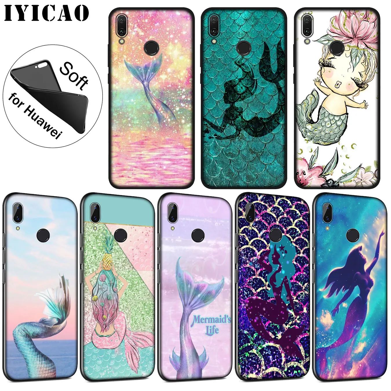 IYICAO Mermaid Tail Scale Soft Silicone Phone Case for Huawei P30 P20 Pro P10 P9 P8 Lite Mini 2017 2016 P smart Z 2019 Cover
IYICAO Mermaid Tail Scale Soft Silicone Phone Case for Huawei P30 P20 Pro P10 P9 P8 Lite Mini 2017 2016 P smart Z 2019 Cover
