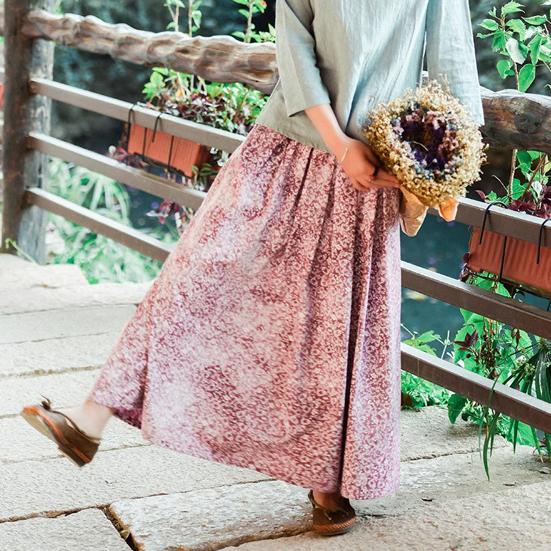 Preppy Mori Style Small Flowers Print Tie-Dyed Women Pure Cotton Skirt, Red Blue Gradient Color Large Hem Pleated A Line Skirts
Preppy Mori Style Small Flowers Print Tie-Dyed Women Pure Cotton Skirt, Red Blue Gradient Color Large Hem Pleated A Line Skirts