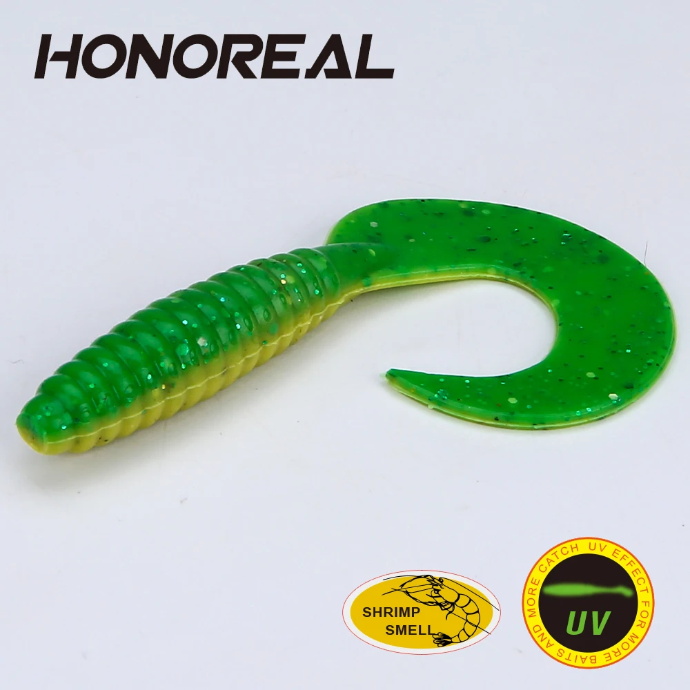 HONOREAL 6 шт. 5 см/3 8 см УФ силиконовые приманки Twister двойной Цвет креветки запах