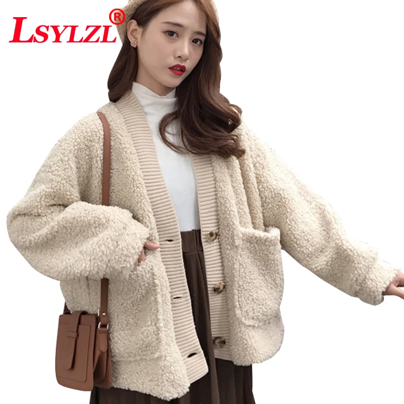 Thick Plush Teddy Warm Lamb Woolen Blends Faux Fur coat Female Jacket Women Wool Coats Single-breasted Pockets Buttons C316
Thick Plush Teddy Warm Lamb Woolen Blends Faux Fur coat Female Jacket Women Wool Coats Single-breasted Pockets Buttons C316