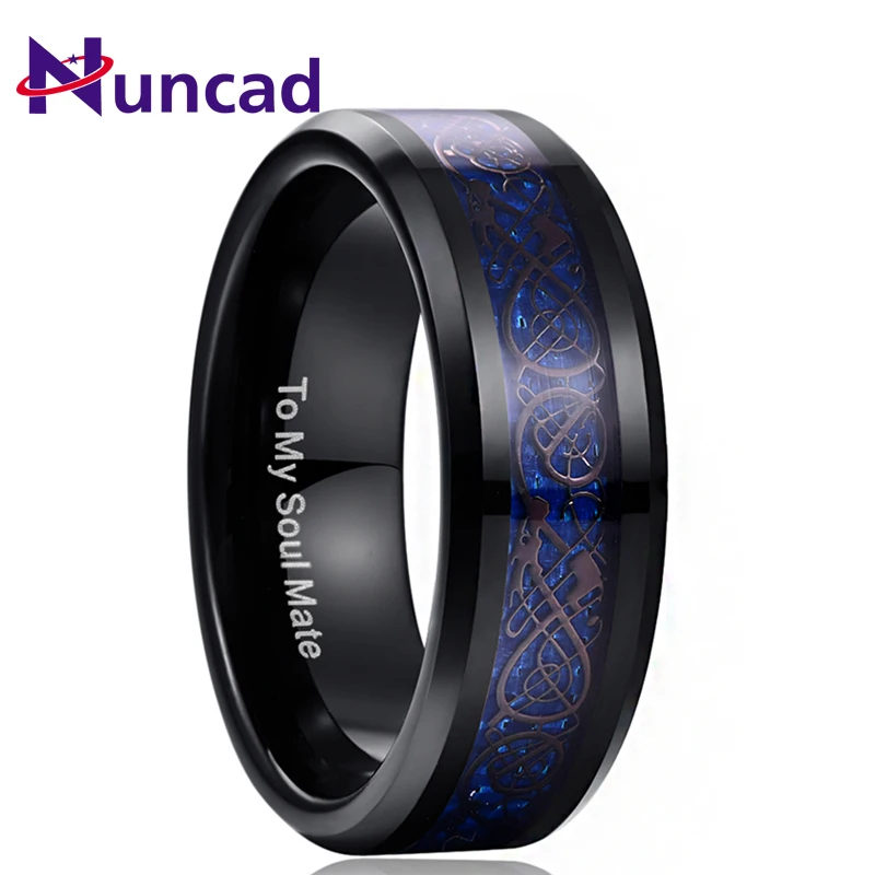 Nuncad Blue Dragon Tungsten Carbide Soul Mate Ring Men Jewelry Wedding 8MM Wide Plating Black Rings Best Gift for Husband
Nuncad Blue Dragon Tungsten Carbide Soul Mate Ring Men Jewelry Wedding 8MM Wide Plating Black Rings Best Gift for Husband
