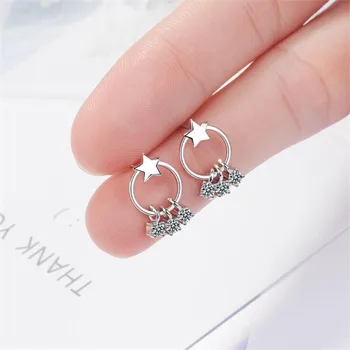 New Fashion Circle Stars Tassel Women 925 Sterling Silver Jewelry Not Allergic Crystal Geometric Personality Stud Earrings SE818
New Fashion Circle Stars Tassel Women 925 Sterling Silver Jewelry Not Allergic Crystal Geometric Personality Stud Earrings SE818