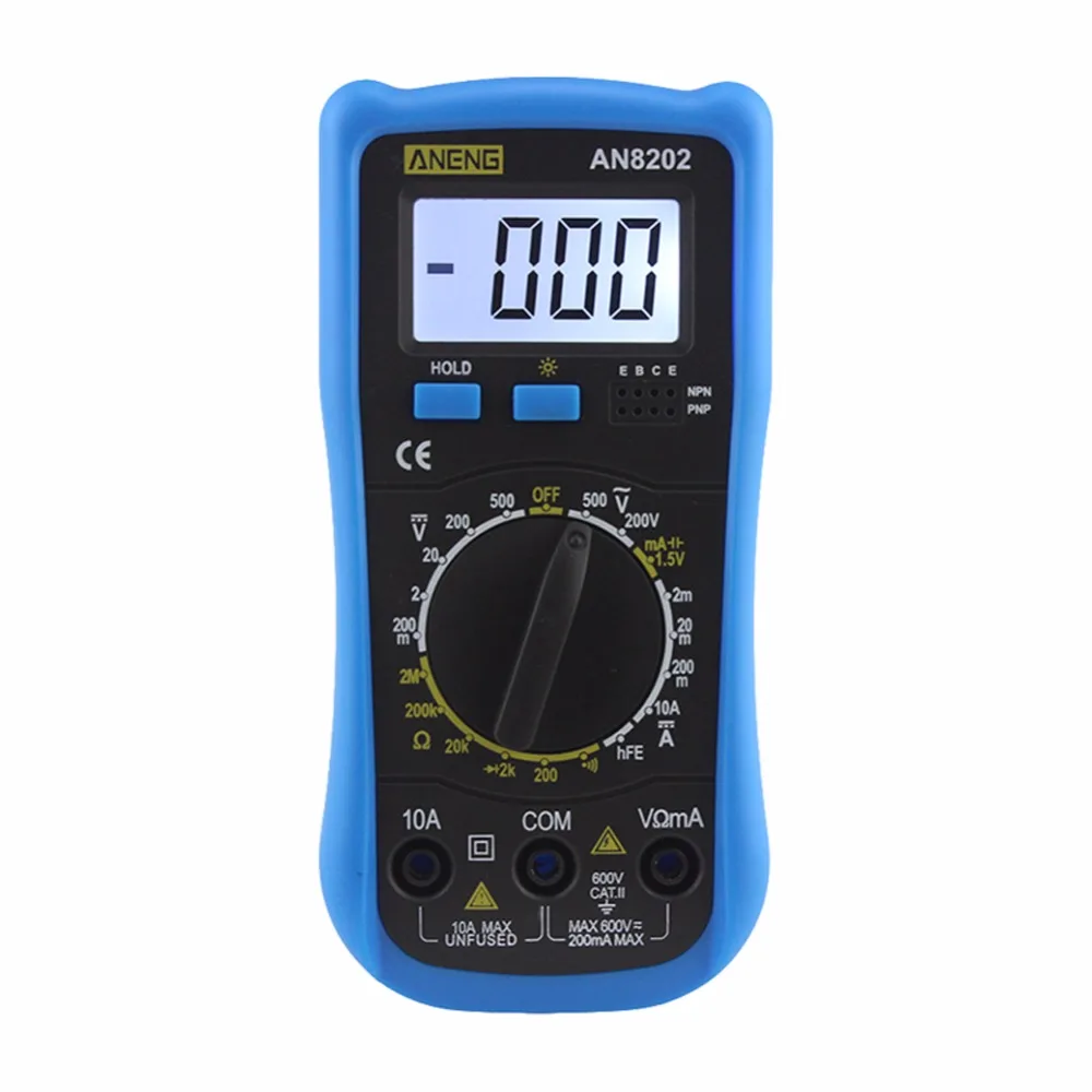 AN8202 Digital LCD Multimeter Backlight AC/DC Ohm Voltage Ammeter Tester Frequency Capacitor Tester
AN8202 Digital LCD Multimeter Backlight AC/DC Ohm Voltage Ammeter Tester Frequency Capacitor Tester