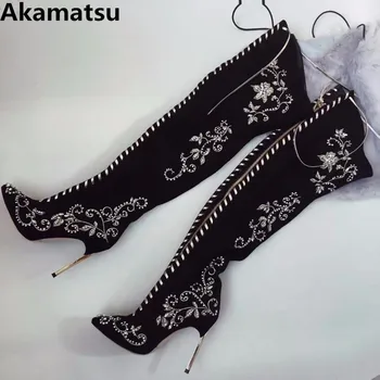 Botas femininas winter shoes women thigh knee high over the knee boots metal high heel black long ladies girls shoes embroidery
Botas femininas winter shoes women thigh knee high over the knee boots metal high heel black long ladies girls shoes embroidery