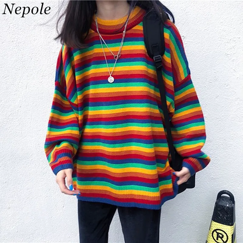 Neploe Rainbow Color Stripped Women Sweater 2019 Spring Auttum Casual Loose Sueter Mujer Knitted Sweet Fashion Pullover 69625
Neploe Rainbow Color Stripped Women Sweater 2019 Spring Auttum Casual Loose Sueter Mujer Knitted Sweet Fashion Pullover 69625