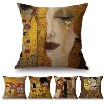 Gold Luxury Oil Painted Cushion Cover Gustav Klimt Gallery Collection Home Decorative Sofa Coffee Car Chair Throw Pillow Case
Gold Luxury Oil Painted Cushion Cover Gustav Klimt Gallery Collection Home Decorative Sofa Coffee Car Chair Throw Pillow Case