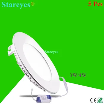 

Free shipping 5 pcs round LED Panel Light 3W 4W AC 85-265V 320 420 Lm smd 2835 lamp bulb led ceiling light downlight