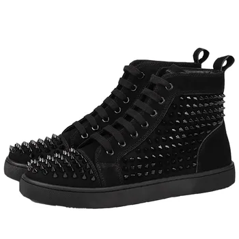 British style men's casual prom party genuine leather shoes black rivets shoe flats platform motorcycle ankle boots male zapatos
British style men's casual prom party genuine leather shoes black rivets shoe flats platform motorcycle ankle boots male zapatos