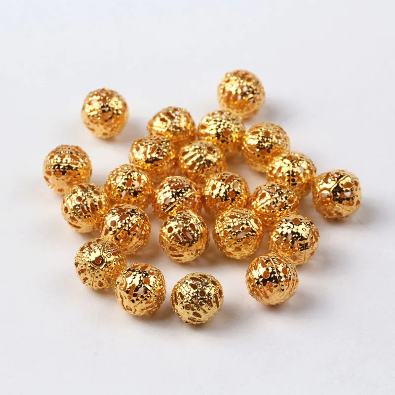 

8mm Silver Color/Bronze/Gold Color Filigree Hollow Flower Round Ball Spacer Loose Beads For Jewelry Making Accessories 300pcs